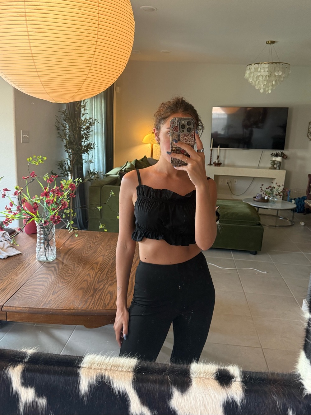 H&M Black Ruffle Crop Top - Women's
